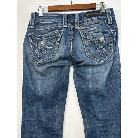 Rock Revival Chrissie Boot 28 x 32 Flap Pockets Y2K Low Rise Bootcut Embroidered - Picture 8 of 13